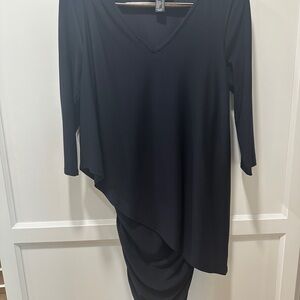 Frank Lyman Design Navy Asymmetrical Long Sleeve Dress